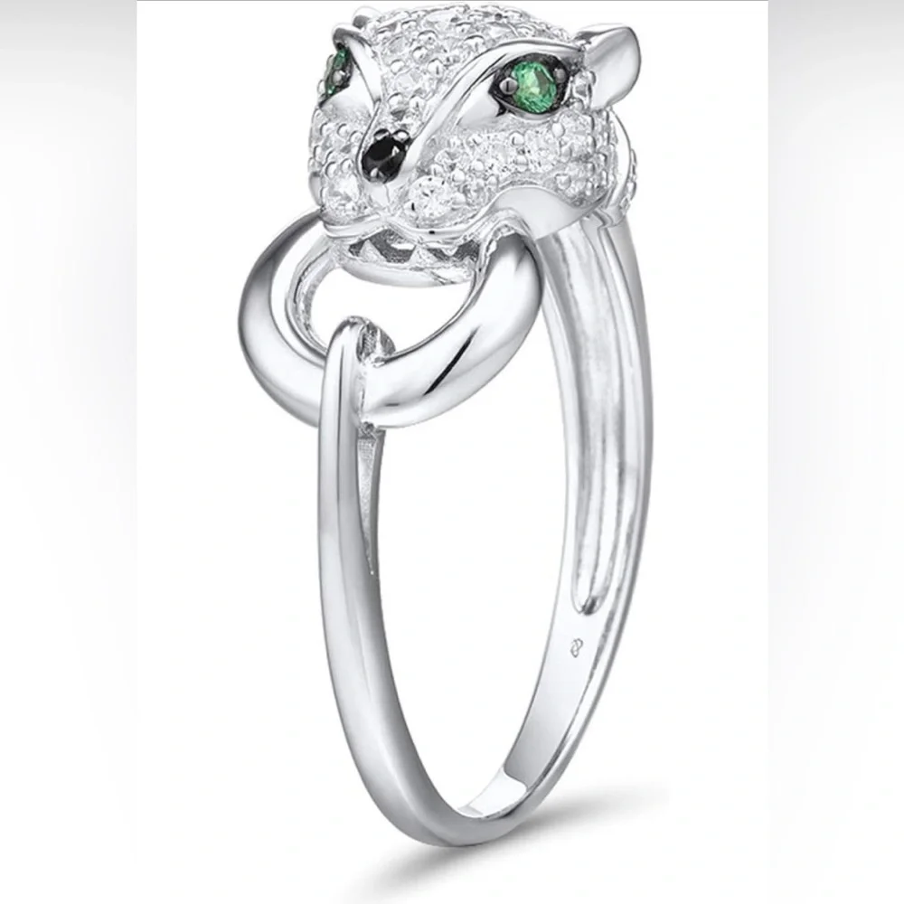 925 Sterling Silver Cubic Zirconia Panther Ring - Picture 8 of 9